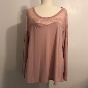 Torrid Pink Lacey Long Sleeves Top
